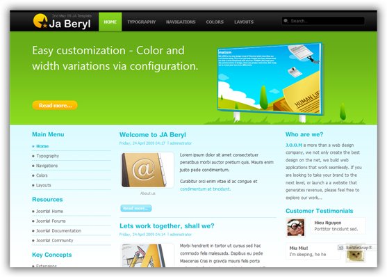 JA Beryl - Bring more web 2.0 beauty into Joomla